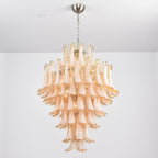 Amber Cloud Glass Petals Chandelier — Cluster Petal Ceiling Light for Stairwell