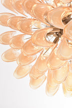 Amber Cloud Glass Petals Chandelier — Cluster Petal Ceiling Light for Stairwell