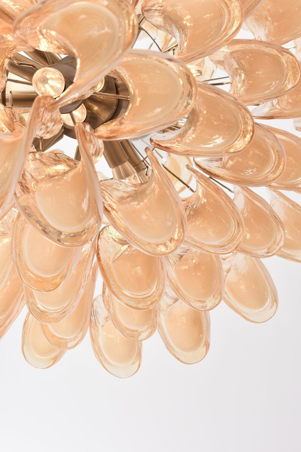 Amber Cloud Glass Petals Chandelier — Cluster Petal Ceiling Light for Stairwell