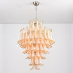 Amber Cloud Glass Petals Chandelier — Cluster Petal Ceiling Light for Stairwell