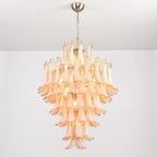 Amber Cloud Glass Petals Chandelier — Cluster Petal Ceiling Light for Stairwell