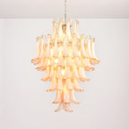 Amber Cloud Glass Petals Chandelier — Cluster Petal Ceiling Light for Stairwell