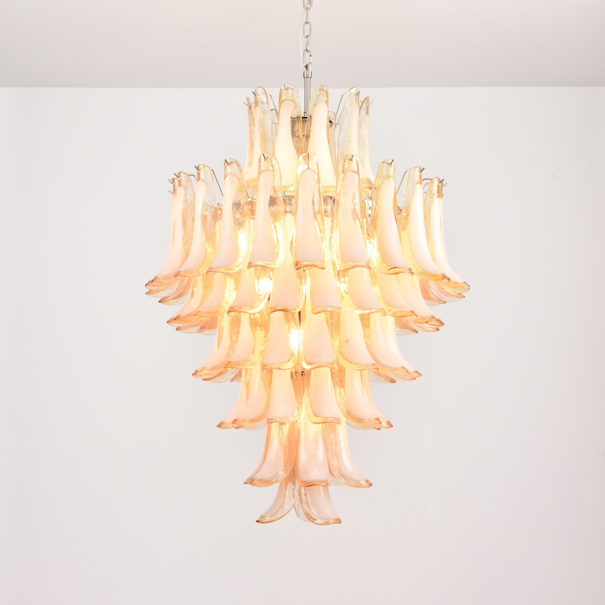 Amber Cloud Glass Petals Chandelier — Cluster Petal Ceiling Light for Stairwell