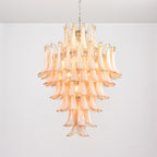 Amber Cloud Glass Petals Chandelier — Cluster Petal Ceiling Light for Stairwell