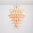 Amber Cloud Glass Petals Chandelier — Cluster Petal Ceiling Light for Stairwell