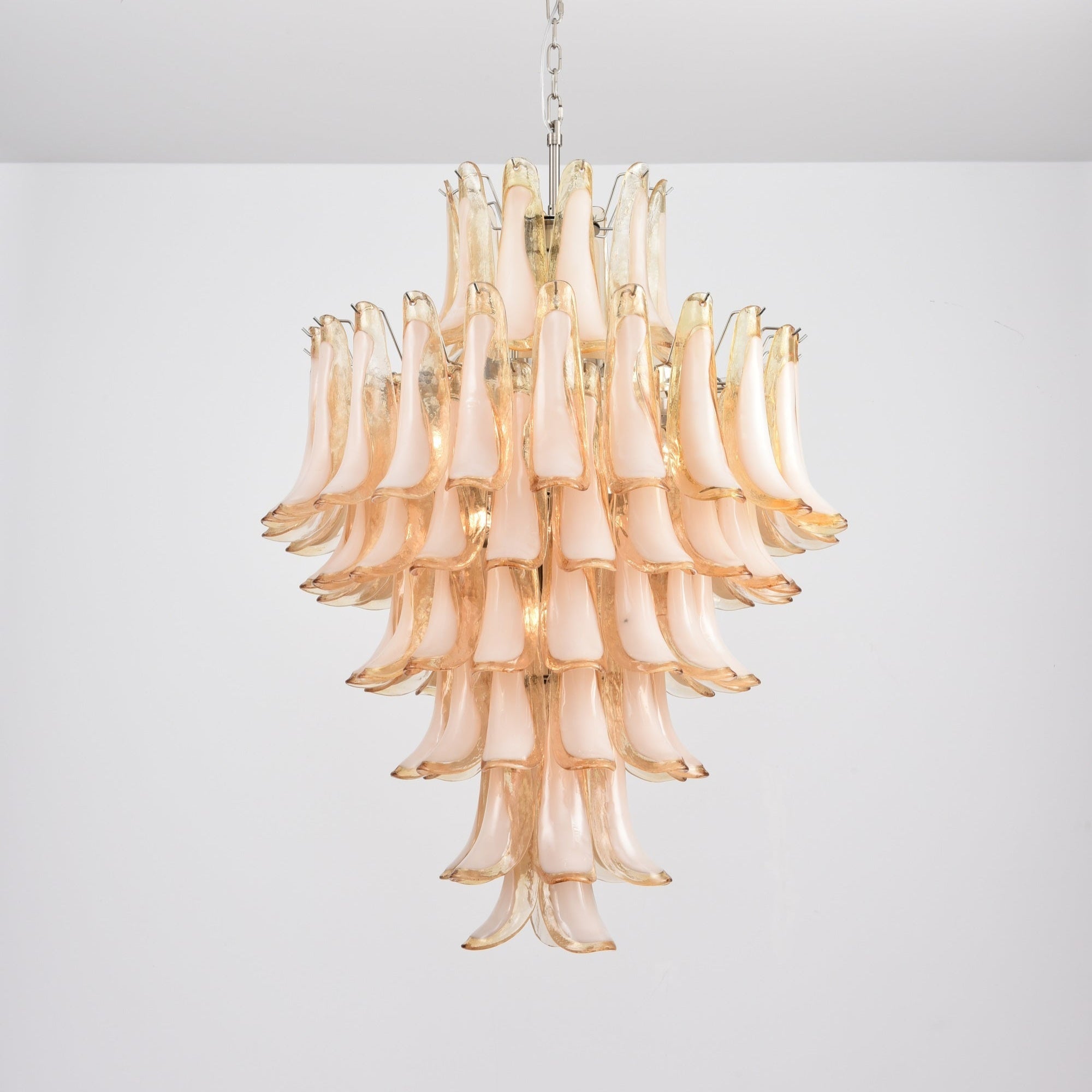 Amber Cloud Glass Petals Chandelier — Cluster Petal Ceiling Light for Stairwell