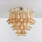 Amber Petal Glass Ceiling Lamp — Flush Petal Light for Bedroom & Hallway