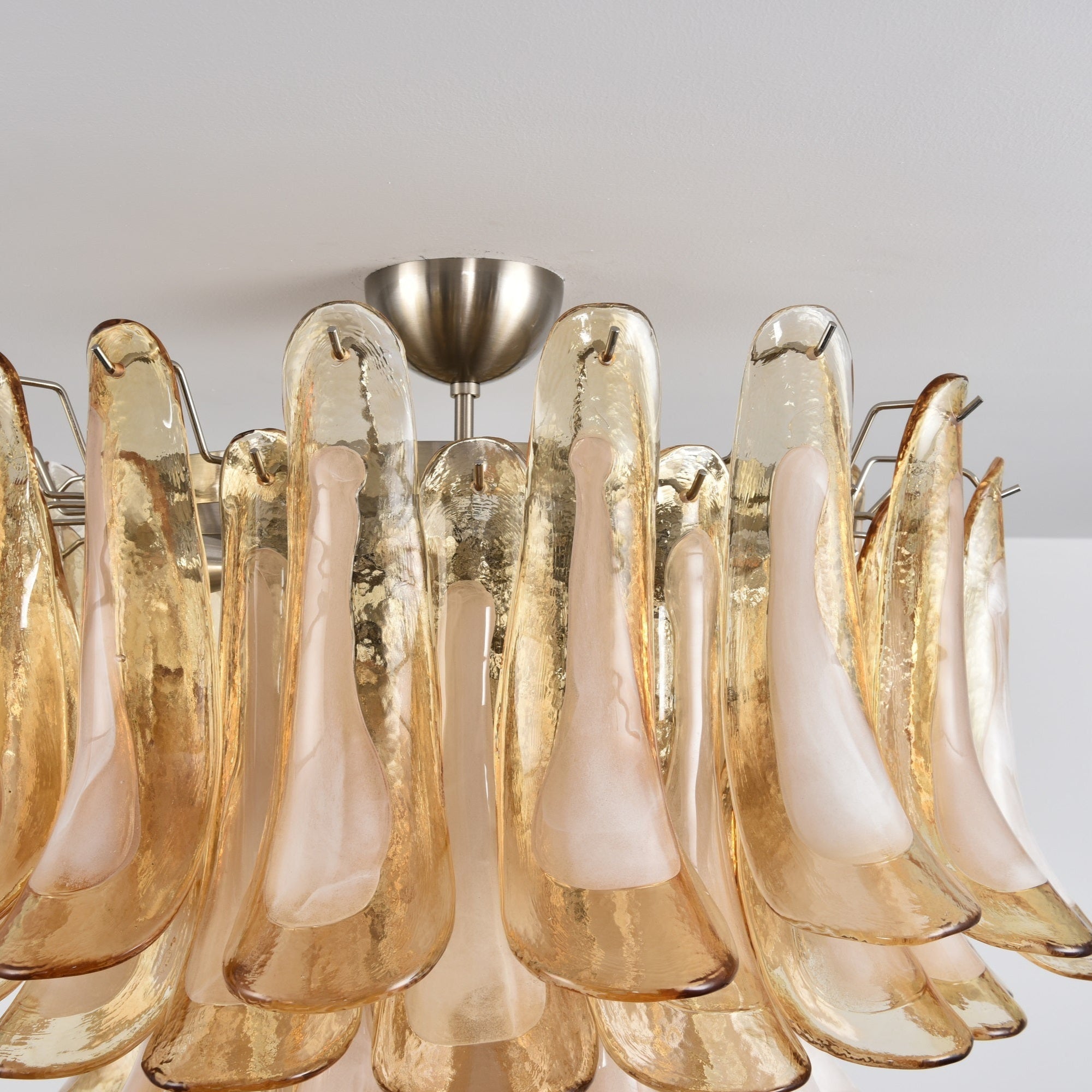 Amber Petal Glass Ceiling Lamp — Flush Petal Light for Bedroom & Hallway