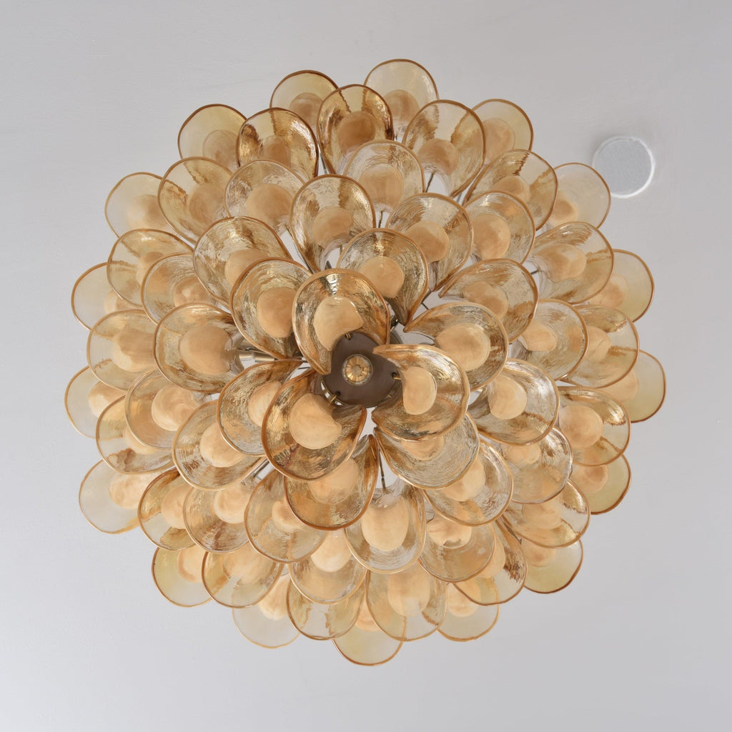 Amber Petal Glass Ceiling Lamp — Flush Petal Light for Bedroom & Hallway