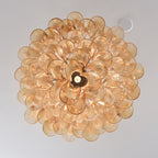 Amber Petal Glass Ceiling Lamp — Flush Petal Light for Bedroom & Hallway