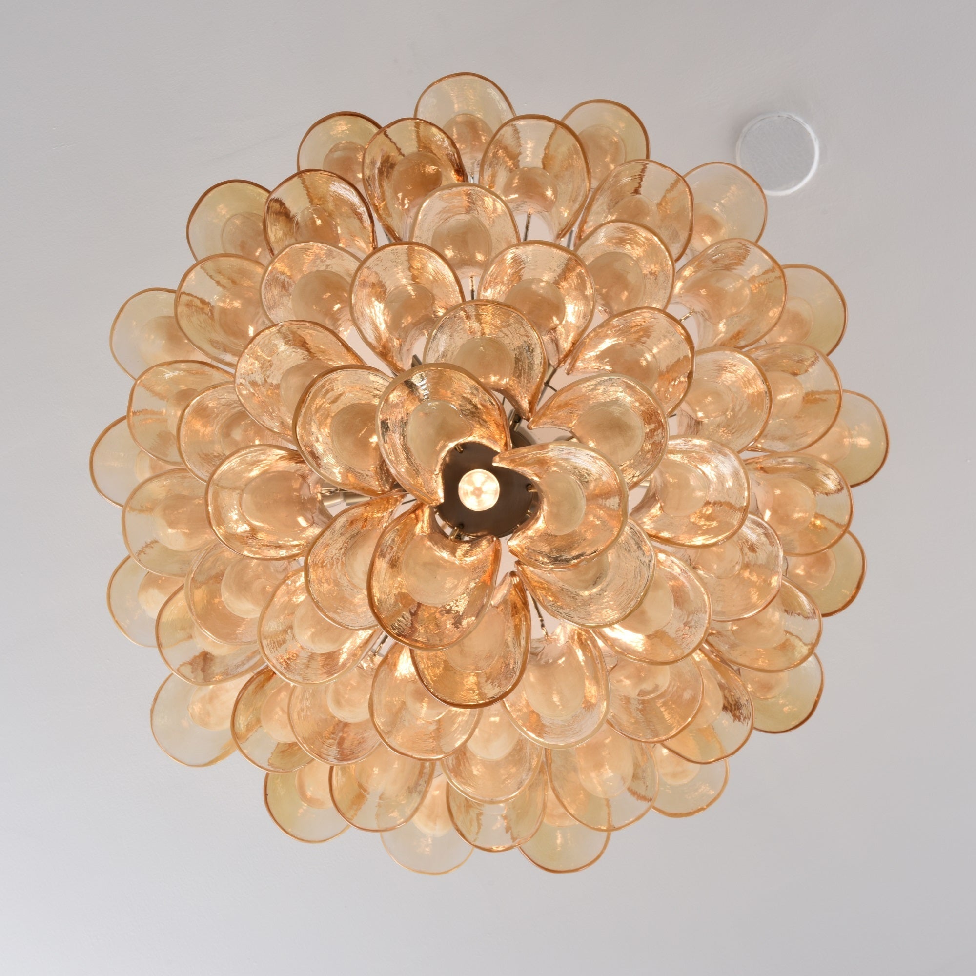 Amber Petal Glass Ceiling Lamp — Flush Petal Light for Bedroom & Hallway