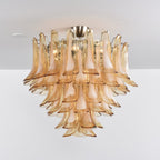 Amber Petal Glass Ceiling Lamp — Flush Petal Light for Bedroom & Hallway