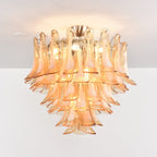 Amber Petal Glass Ceiling Lamp — Flush Petal Light for Bedroom & Hallway