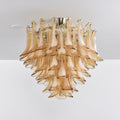 Amber Petal Glass Ceiling Lamp — Flush Petal Light for Bedroom & Hallway