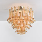 Amber Petal Glass Ceiling Lamp — Flush Petal Light for Bedroom & Hallway