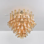 Amber Petal Glass Ceiling Lamp — Flush Petal Light for Bedroom & Hallway