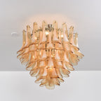 Amber Petal Glass Ceiling Lamp — Flush Petal Light for Bedroom & Hallway