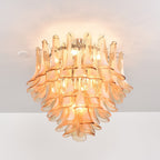 Amber Petal Glass Ceiling Lamp — Flush Petal Light for Bedroom & Hallway