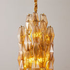 Amber Prism Long Chandelier — Linear Glass Island Light for Kitchen & Dining