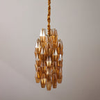 Amber Prism Long Chandelier — Linear Glass Island Light for Kitchen & Dining