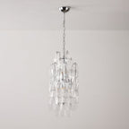 Amber Prism Long Chandelier — Linear Glass Island Light for Kitchen & Dining