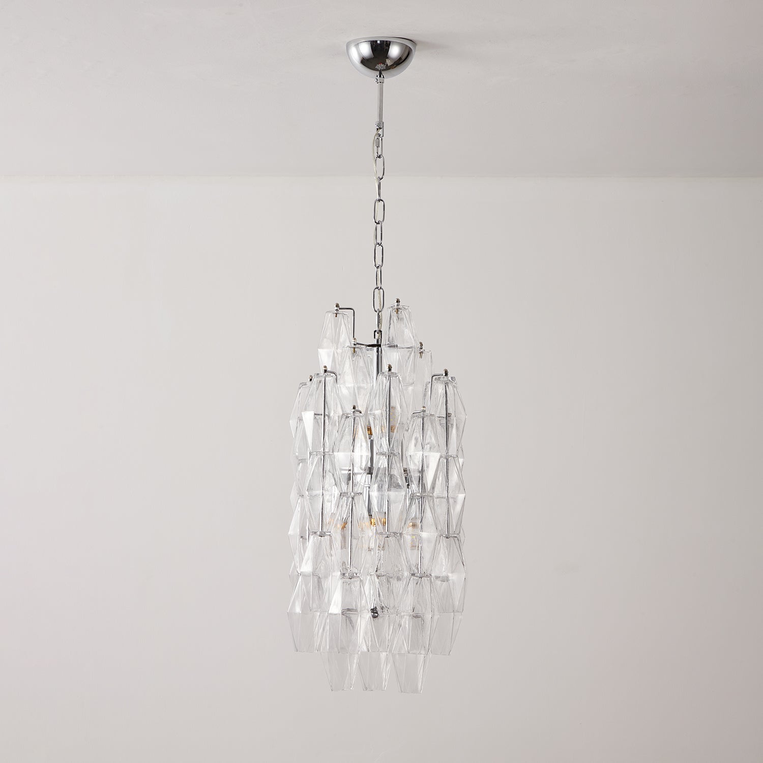 Amber Prism Long Chandelier — Linear Glass Island Light for Kitchen & Dining