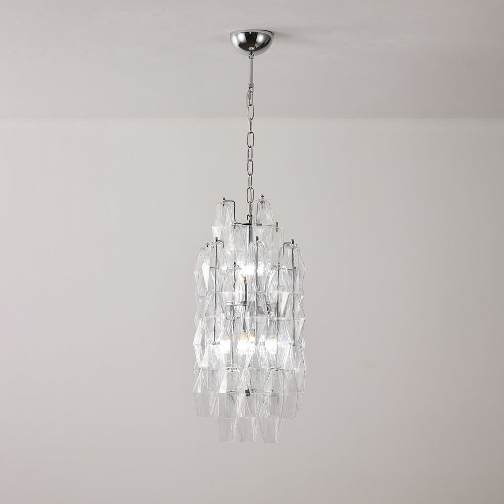 Amber Prism Long Chandelier — Linear Glass Island Light for Kitchen & Dining