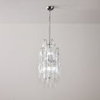 Amber Prism Long Chandelier — Linear Glass Island Light for Kitchen & Dining