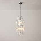 Amber Prism Long Chandelier — Linear Glass Island Light for Kitchen & Dining