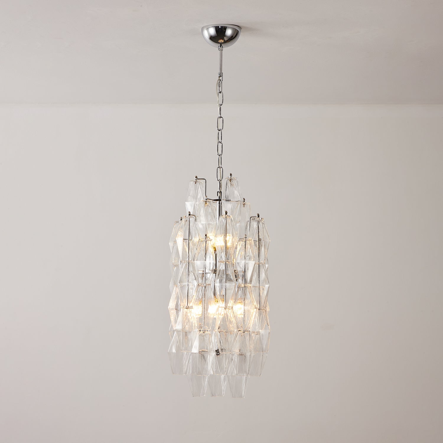 Amber Prism Long Chandelier — Linear Glass Island Light for Kitchen & Dining