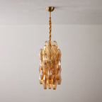 Amber Prism Long Chandelier — Linear Glass Island Light for Kitchen & Dining