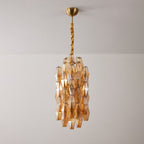 Amber Prism Long Chandelier — Linear Glass Island Light for Kitchen & Dining