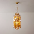 Amber Prism Long Chandelier — Linear Glass Island Light for Kitchen & Dining