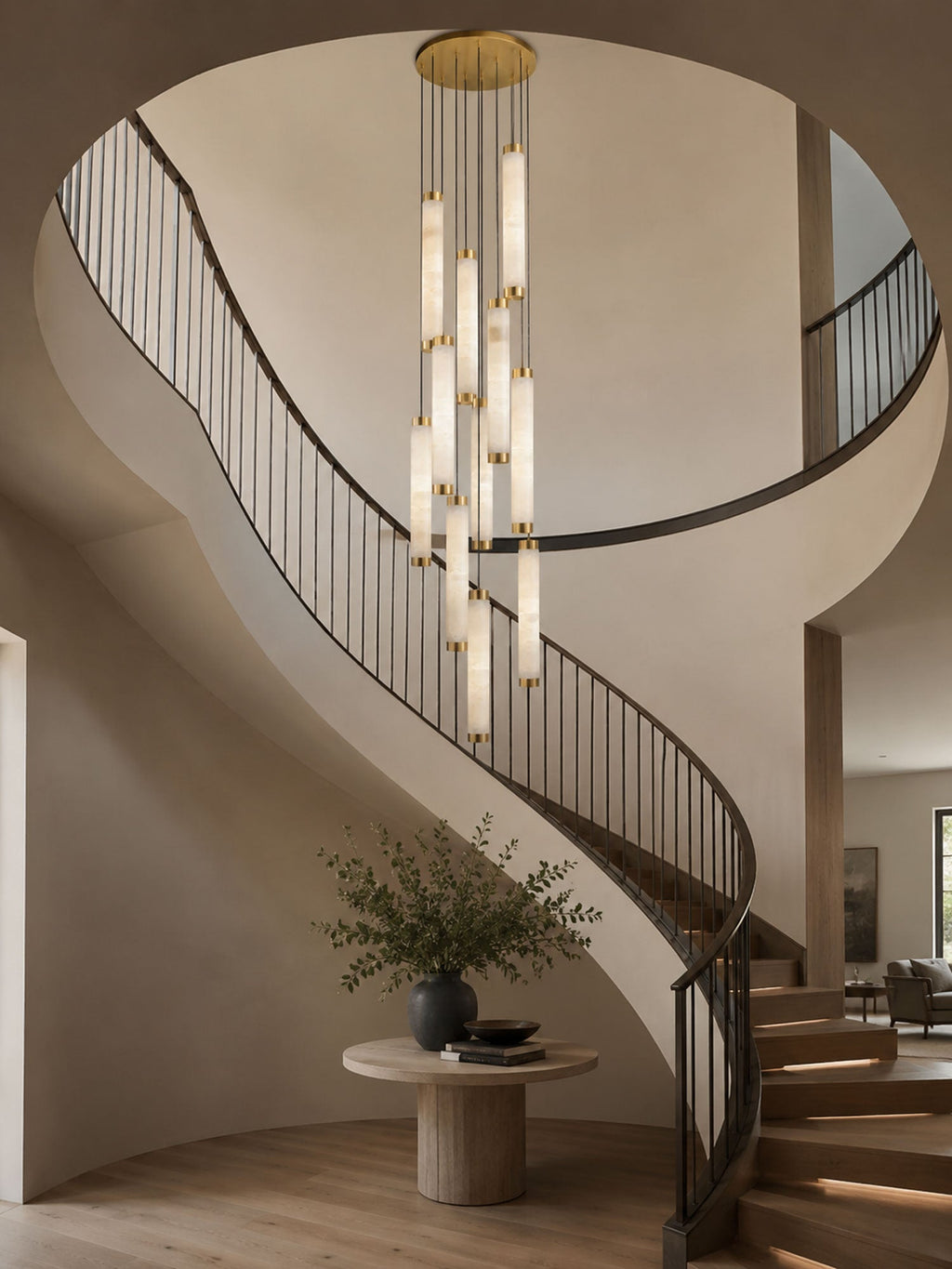 Aria Alabaster Pendant Lamp — Cylinder Spanish Alabaster Hanging Light