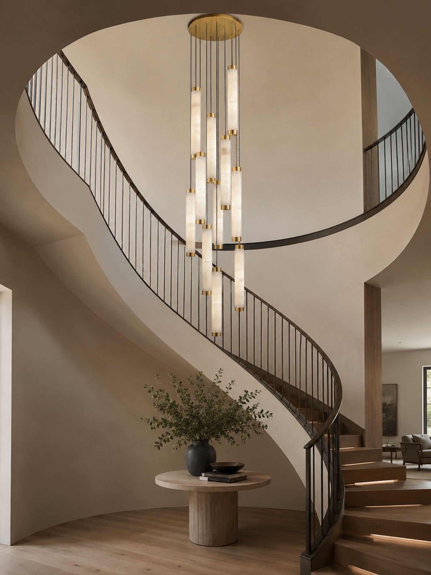 Aria Alabaster Pendant Lamp — Cylinder Spanish Alabaster Hanging Light