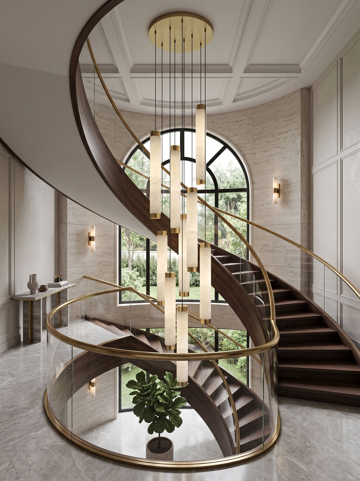 Aria Alabaster Pendant Lamp — Cylinder Spanish Alabaster Hanging Light