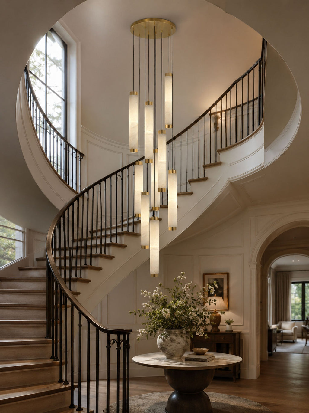 Aria Alabaster Pendant Lamp — Cylinder Spanish Alabaster Hanging Light