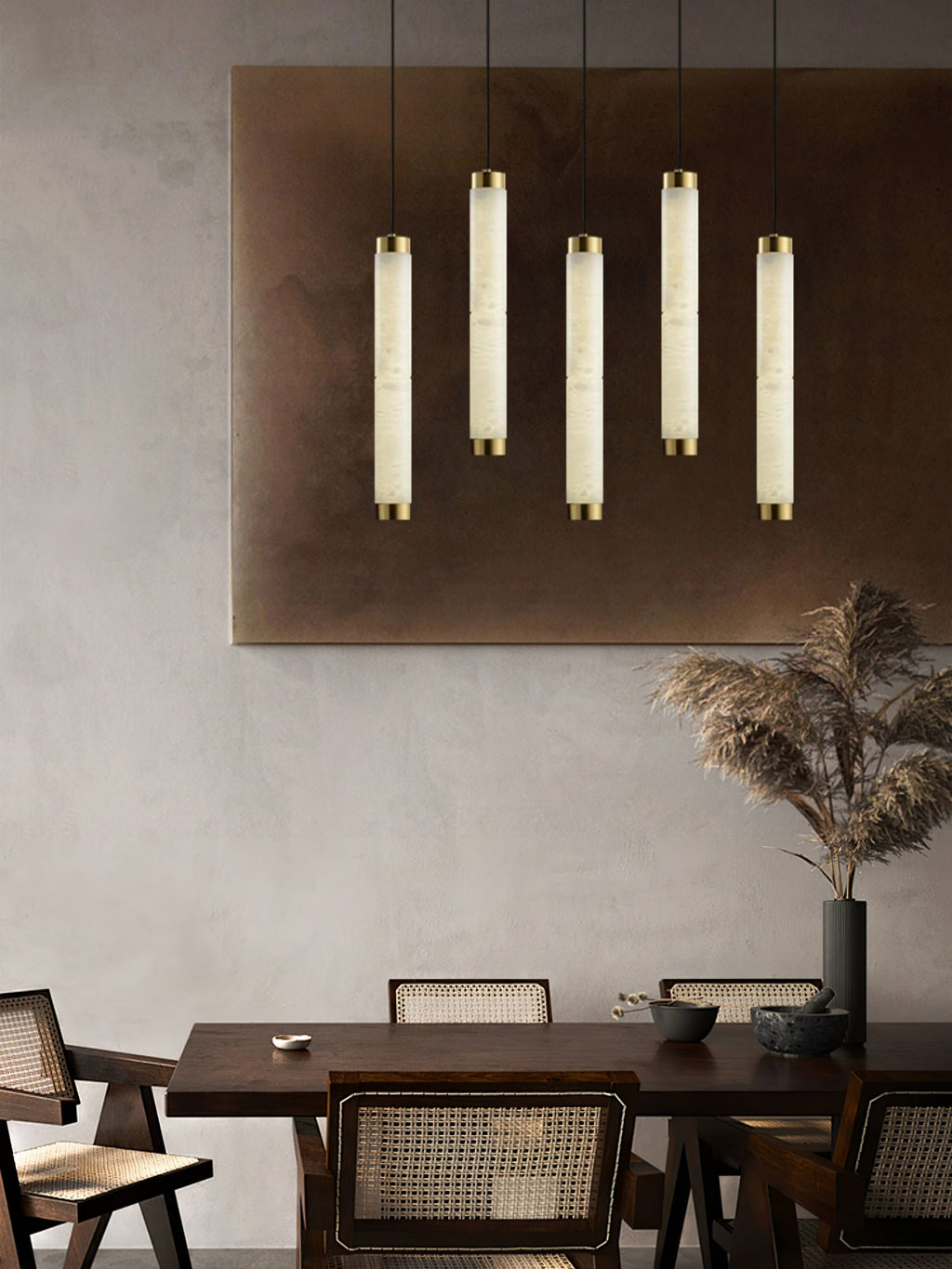 Aria Alabaster Pendant Lamp — Cylinder Spanish Alabaster Hanging Light
