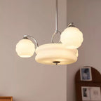 Art Deco Vintage Chandelier — White Glass Shade Ceiling Light for Dining Room