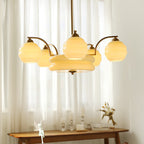 Art Deco Vintage Chandelier — White Glass Shade Ceiling Light for Dining Room