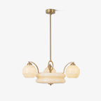 Art Deco Vintage Chandelier — White Glass Shade Ceiling Light for Dining Room