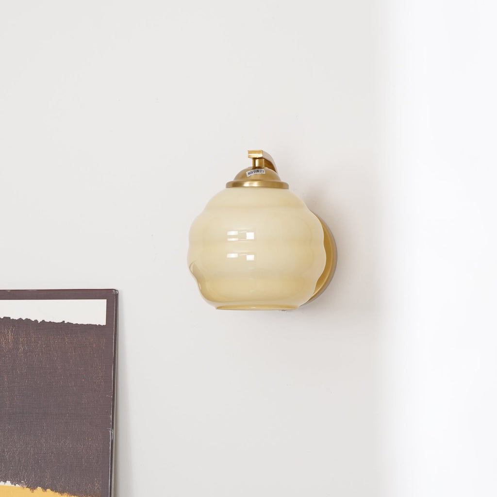 Art Deco Vintage Wall Lamp — White Glass Wall Sconce for Bedroom & Hallway
