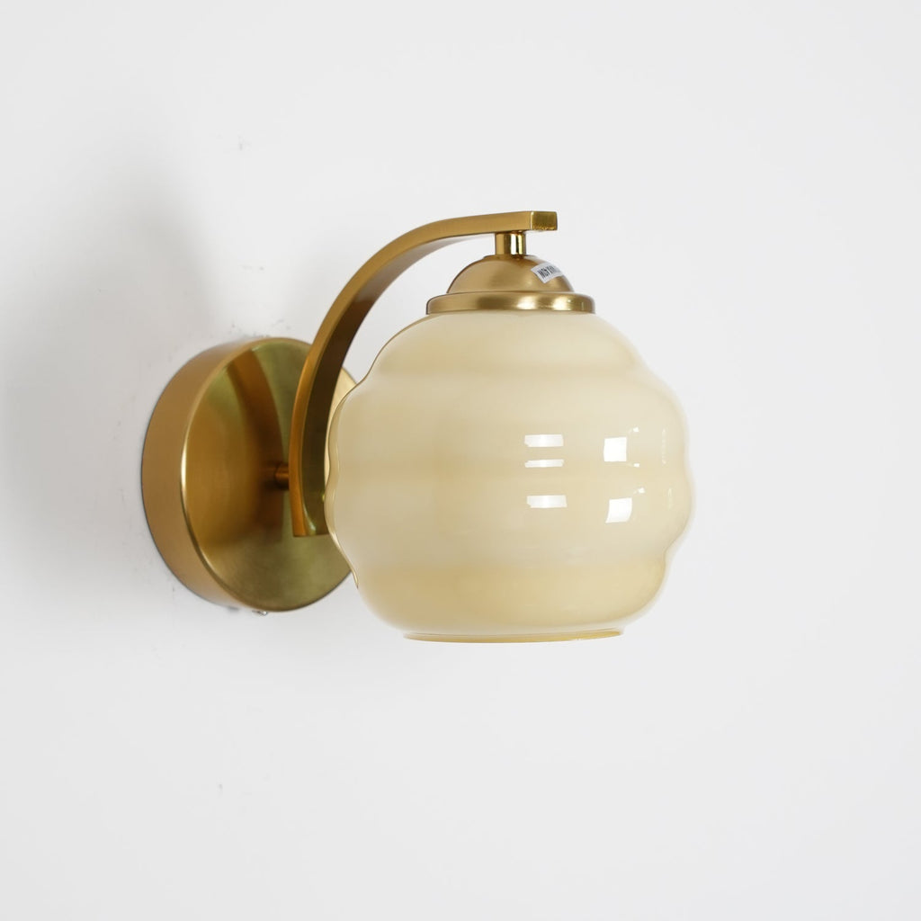Art Deco Vintage Wall Lamp — White Glass Wall Sconce for Bedroom & Hallway