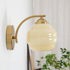 Art Deco Vintage Wall Lamp — White Glass Wall Sconce for Bedroom & Hallway