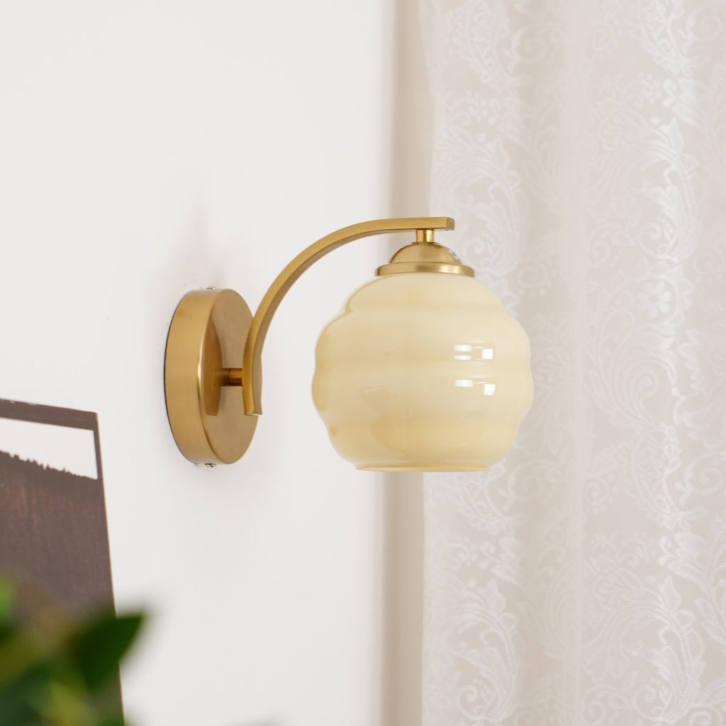 Art Deco Vintage Wall Lamp — White Glass Wall Sconce for Bedroom & Hallway