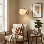 Art Deco Vintage Wall Lamp — White Glass Wall Sconce for Bedroom & Hallway