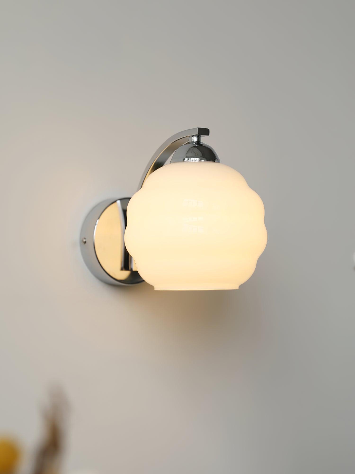 Art Deco Vintage Wall Lamp — White Glass Wall Sconce for Bedroom & Hallway
