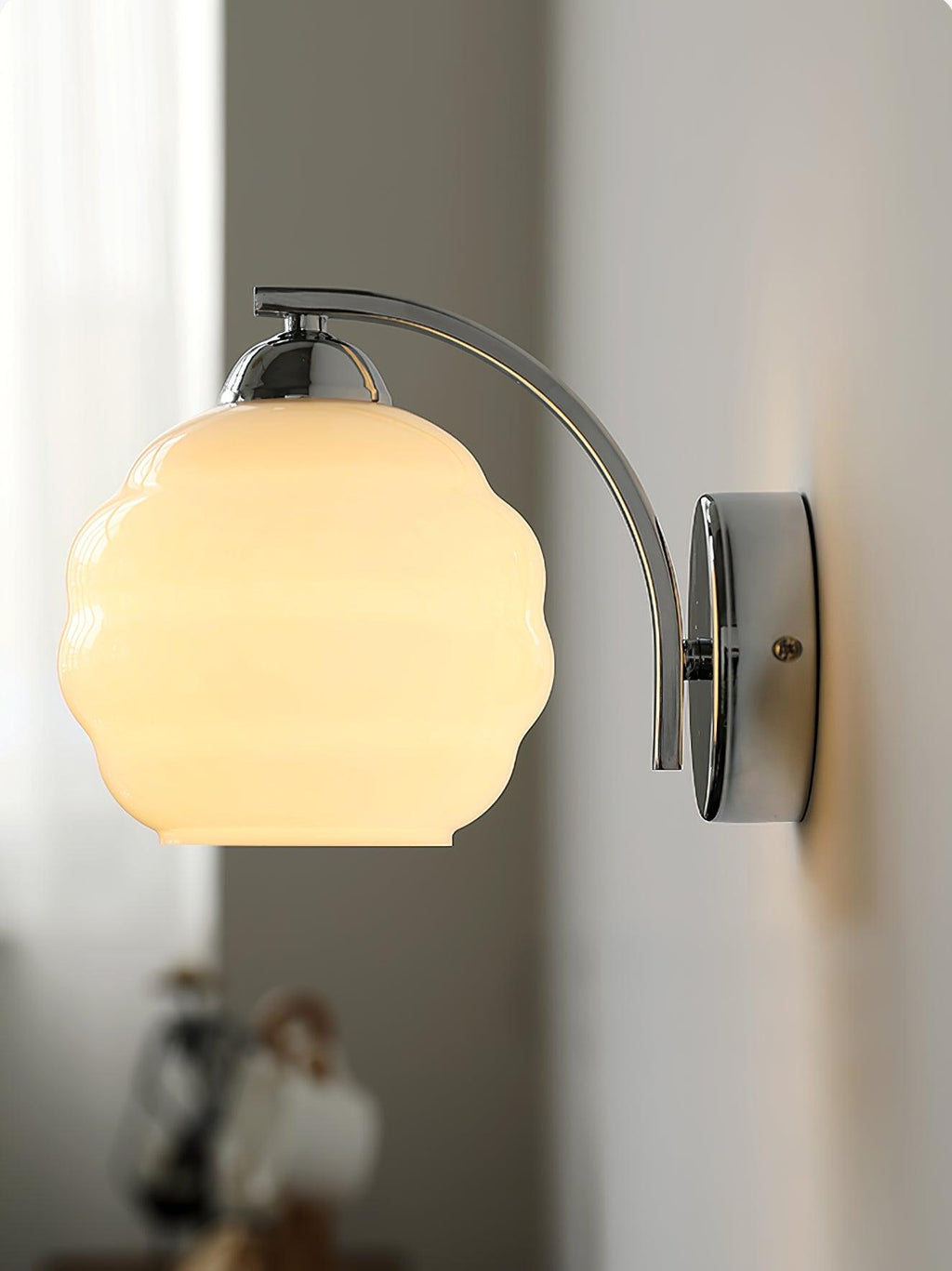 Art Deco Vintage Wall Lamp — White Glass Wall Sconce for Bedroom & Hallway