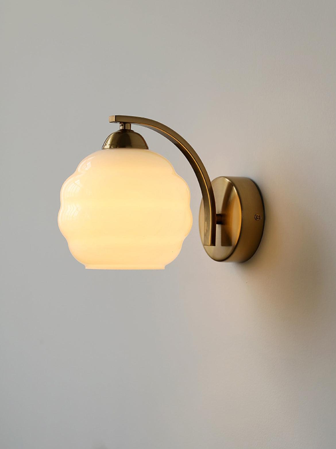 Art Deco Vintage Wall Lamp — White Glass Wall Sconce for Bedroom & Hallway