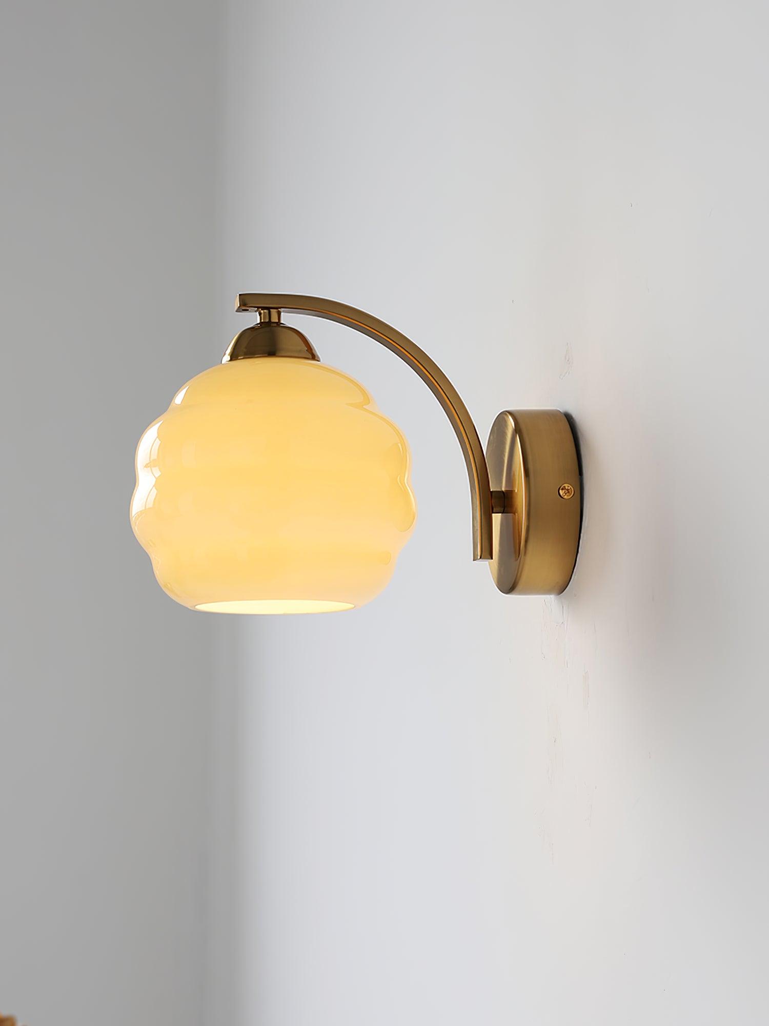 Art Deco Vintage Wall Lamp — White Glass Wall Sconce for Bedroom & Hallway